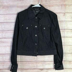 Larry Levine Stretch Black Denim Jacket‎ Small